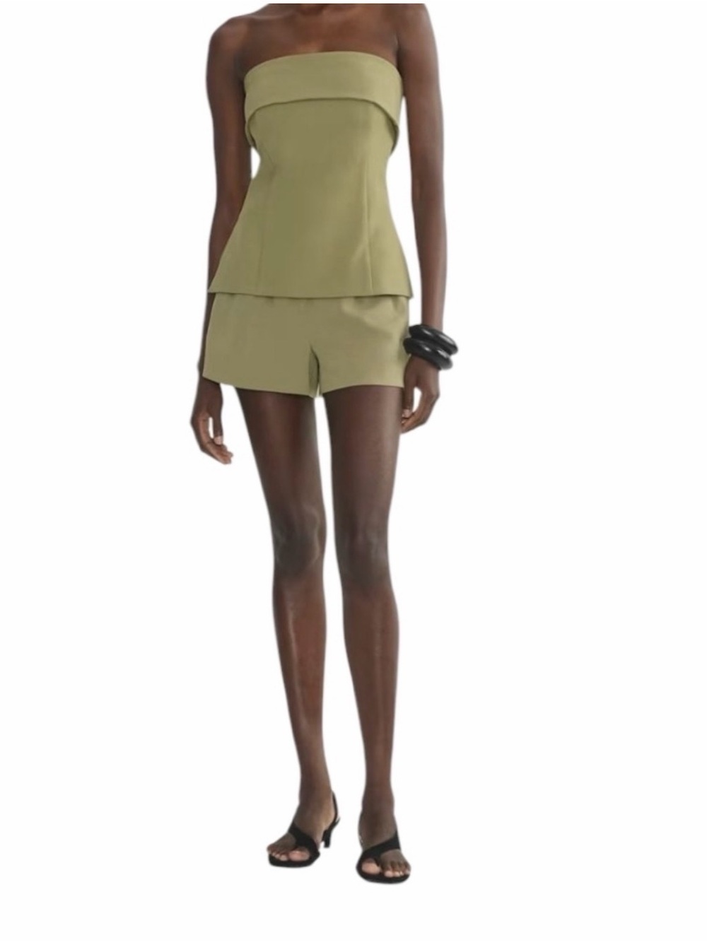 Aritzia Olive Green pleated mini short